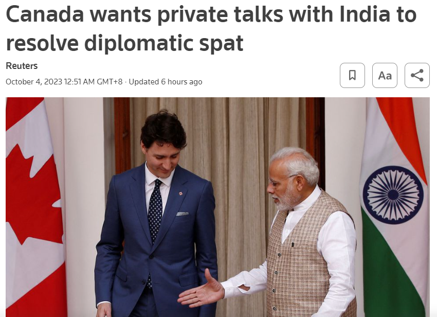 Soft? Canadian Foreign Minister Chorley: Canada wants to hold private talks with India